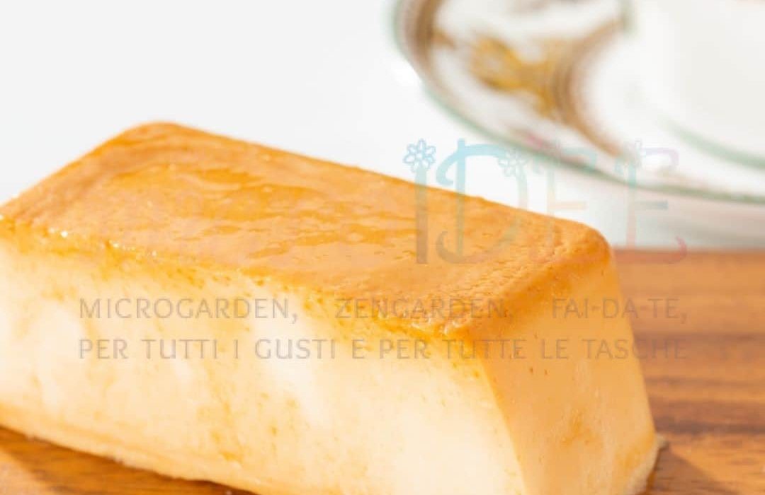 budino caramellato servito con salsa al caramello